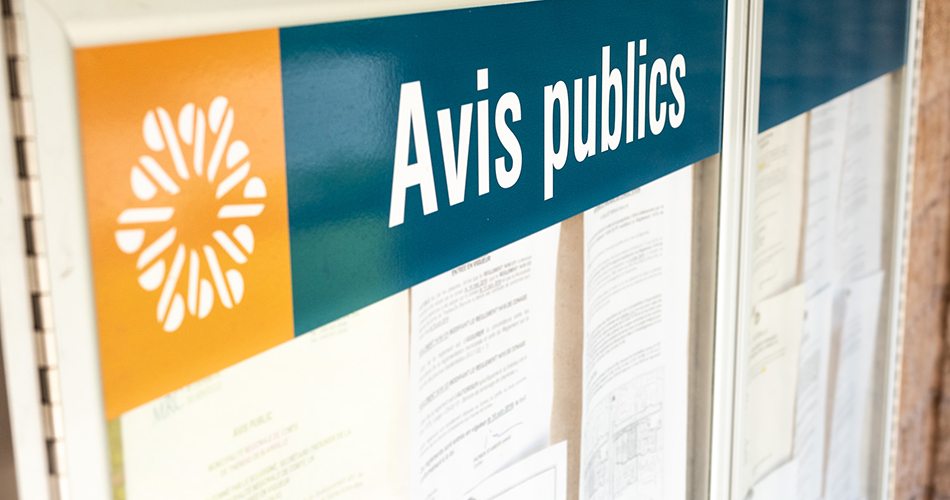 Babillard d'affichage des avis publics